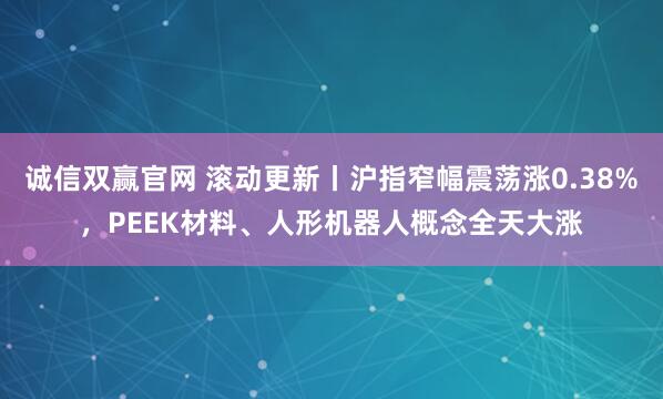 诚信双赢官网 滚动更新丨沪指窄幅震荡涨0.38%,PEEK材料、人形机器人概念全天大涨