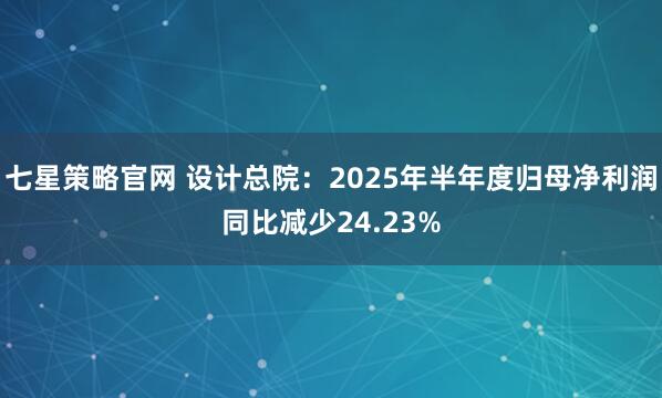 七星策略官网 设计总院：2025年半年度归母净利润同比减少24.23%